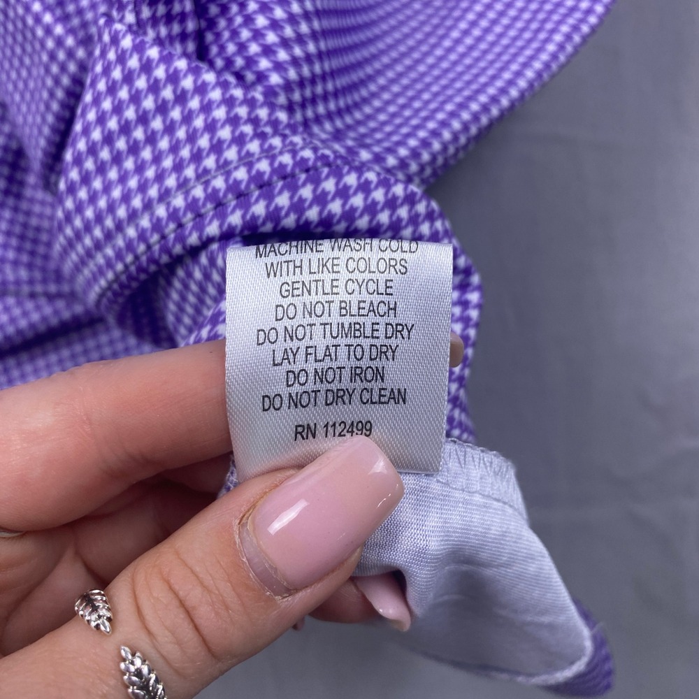 TailorByrd Houndstooth Quarter Zip Pullover Men Large Purple Gingham Performance - Picture 7 of 12